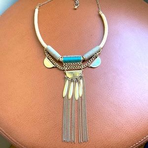Teal/Gray Braided Necklace